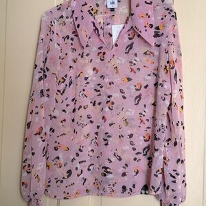 CAbi Women's Pink and Orange Patterned Blouse